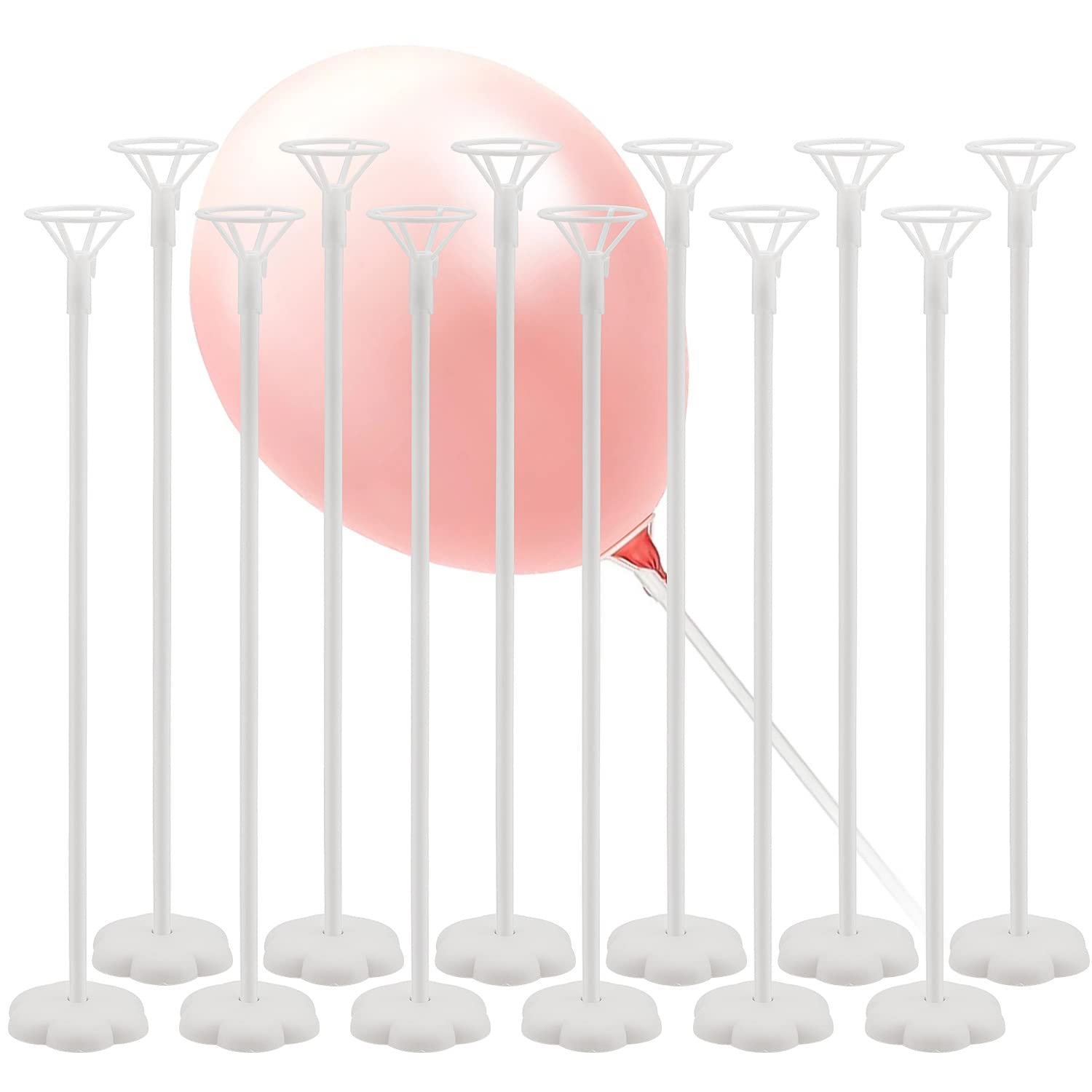 DELSEN 12 Set Reusable Balloon Stand Kit | Plastic Sticks and Bases