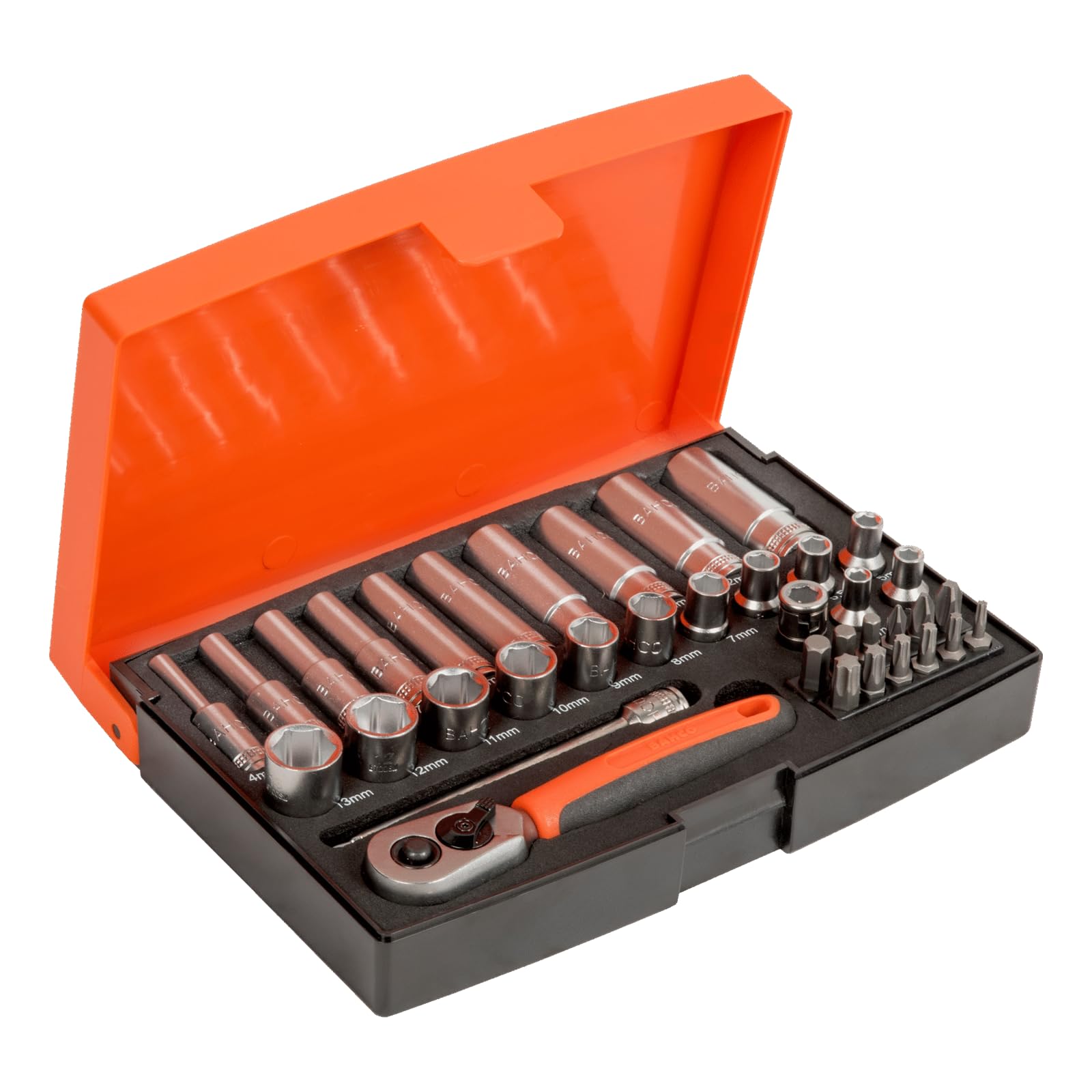 Bahco SL25L 1/4" Metric Socket Set with Ratchet & Bits - 37 Pieces