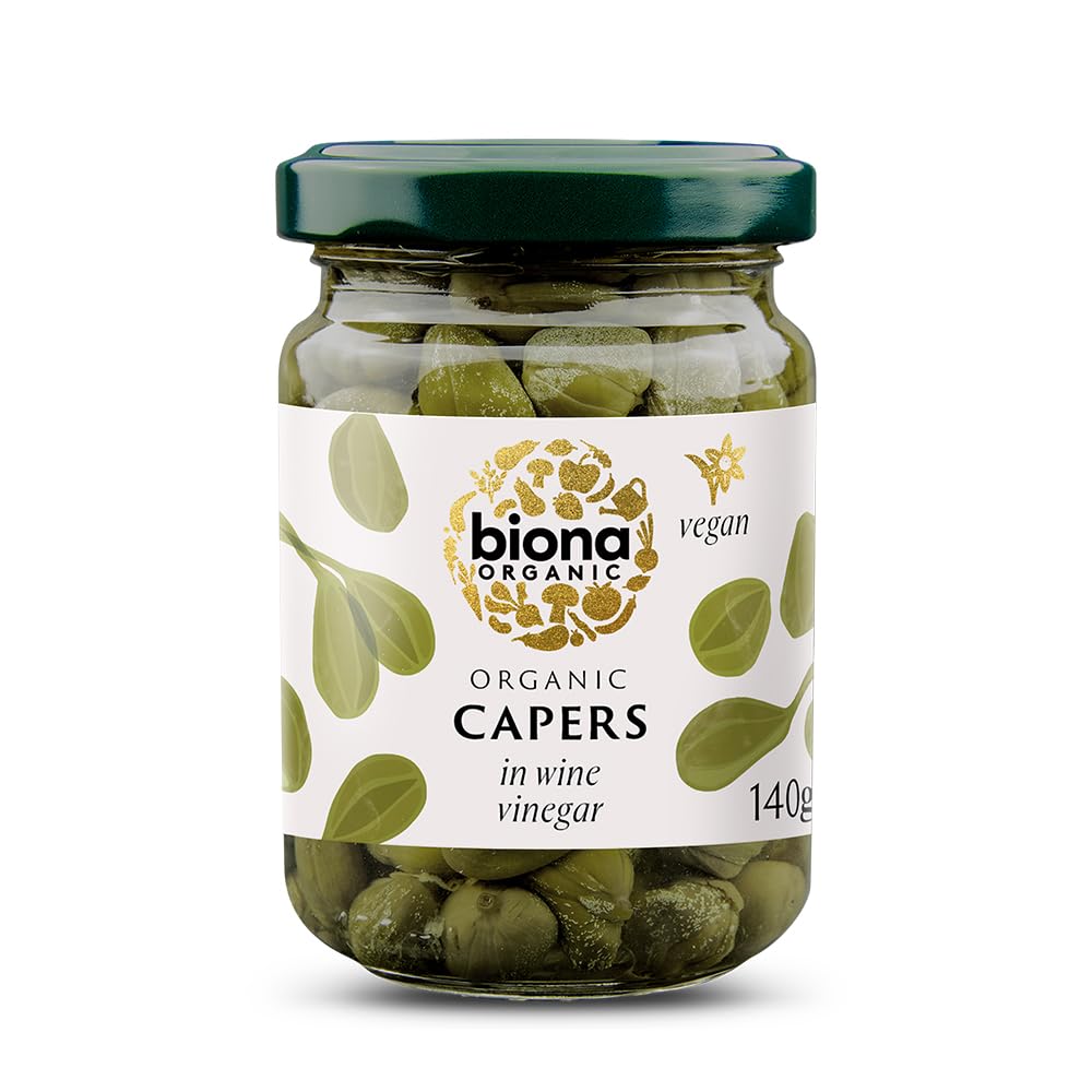 Biona Organic Capers in White Wine Vinegar – 140g (Pack of 6)