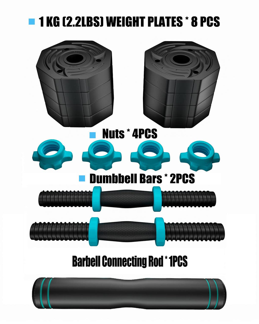 ARUNDO 20LB Adjustable Dumbbell & Barbell Set | Octagonal Home Gym Weights