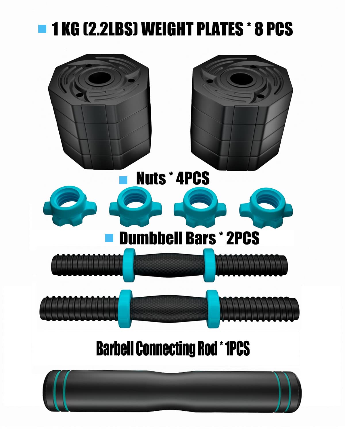 ARUNDO 20LB Adjustable Dumbbell & Barbell Set | Octagonal Home Gym Weights