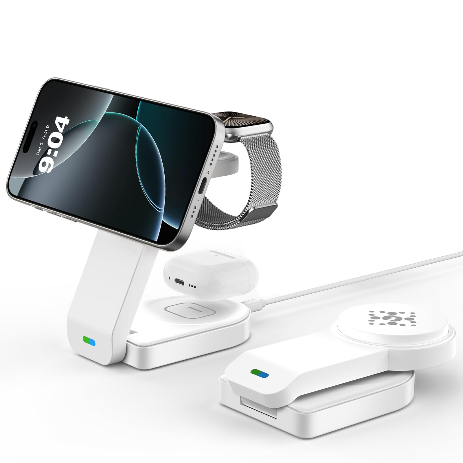 GLILAVOX 3-in-1 Magnetic Foldable Wireless Charging Station for iPhone