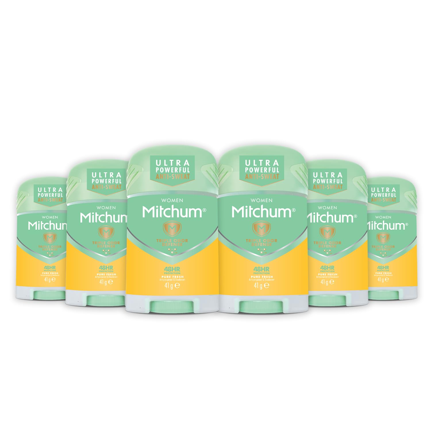 Mitchum Women Triple Odor Defense Antiperspirant Stick, Pure Fresh, 6 Pack