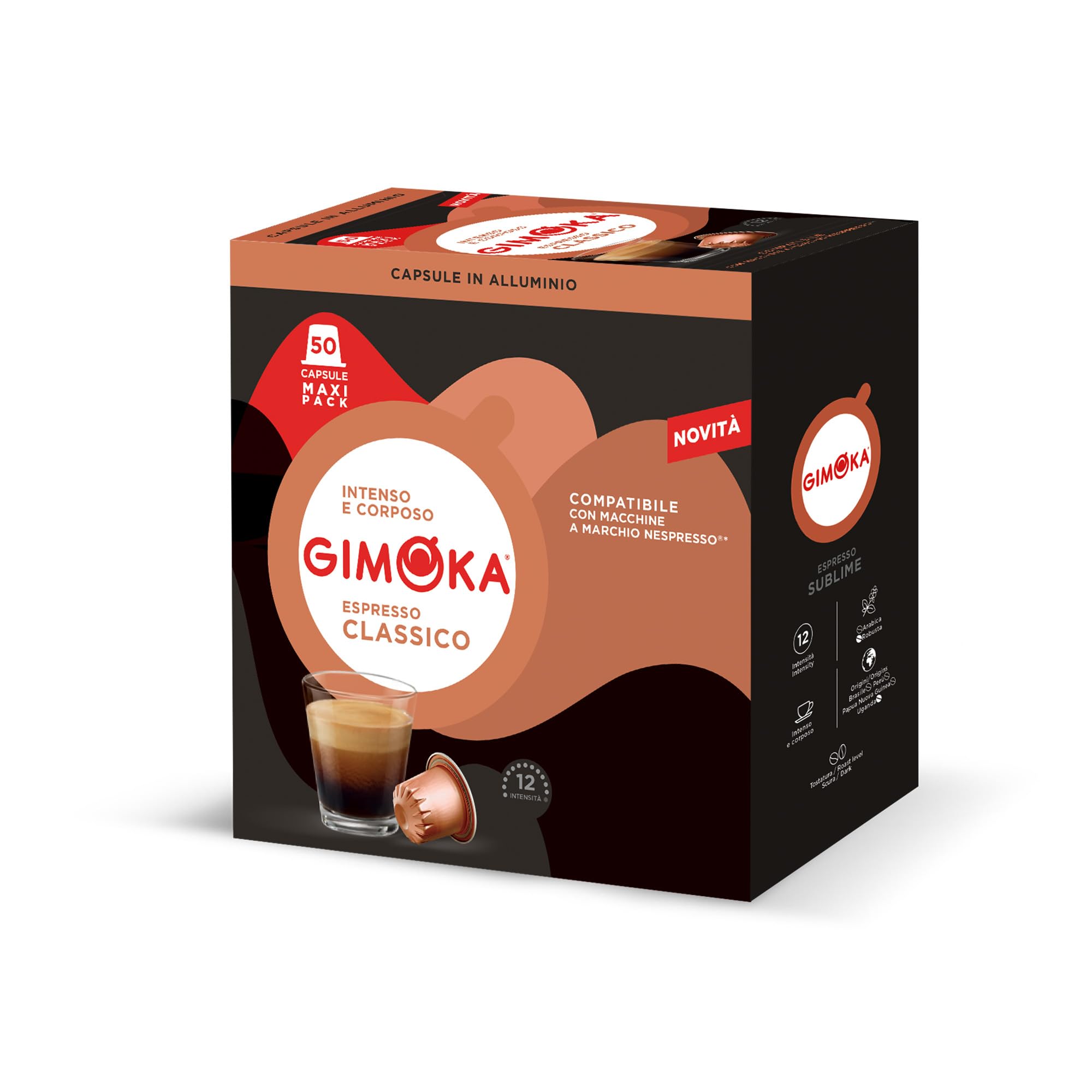 Gimoka Espresso Classico – 50 Nespresso Compatible Aluminium Capsules