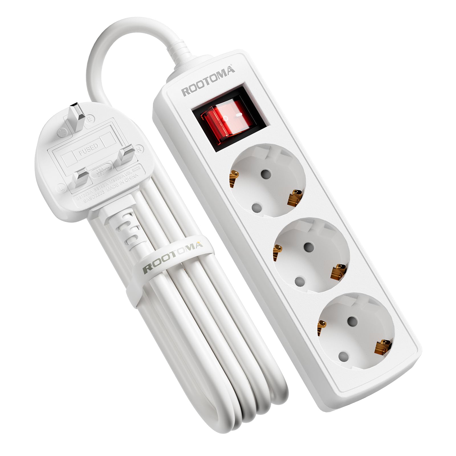 EU to UK Plug Adapter | 3 AC Outlets Travel Power Converter