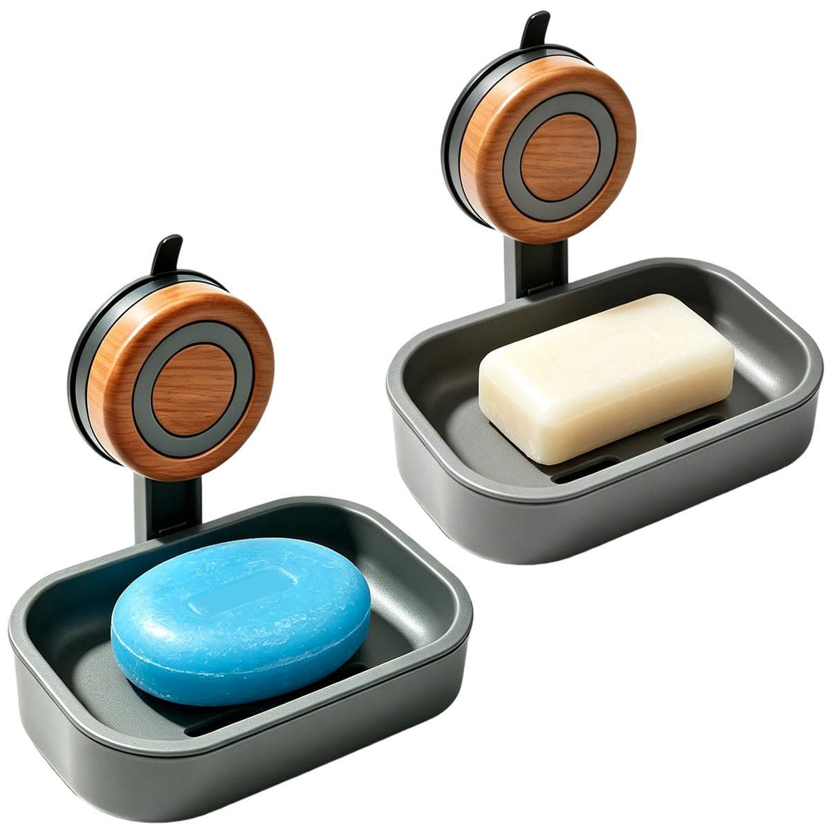 2PCS Double Layer Soap Dish for Shower Wall Mounted Suction Cup Soap Holder - image 1