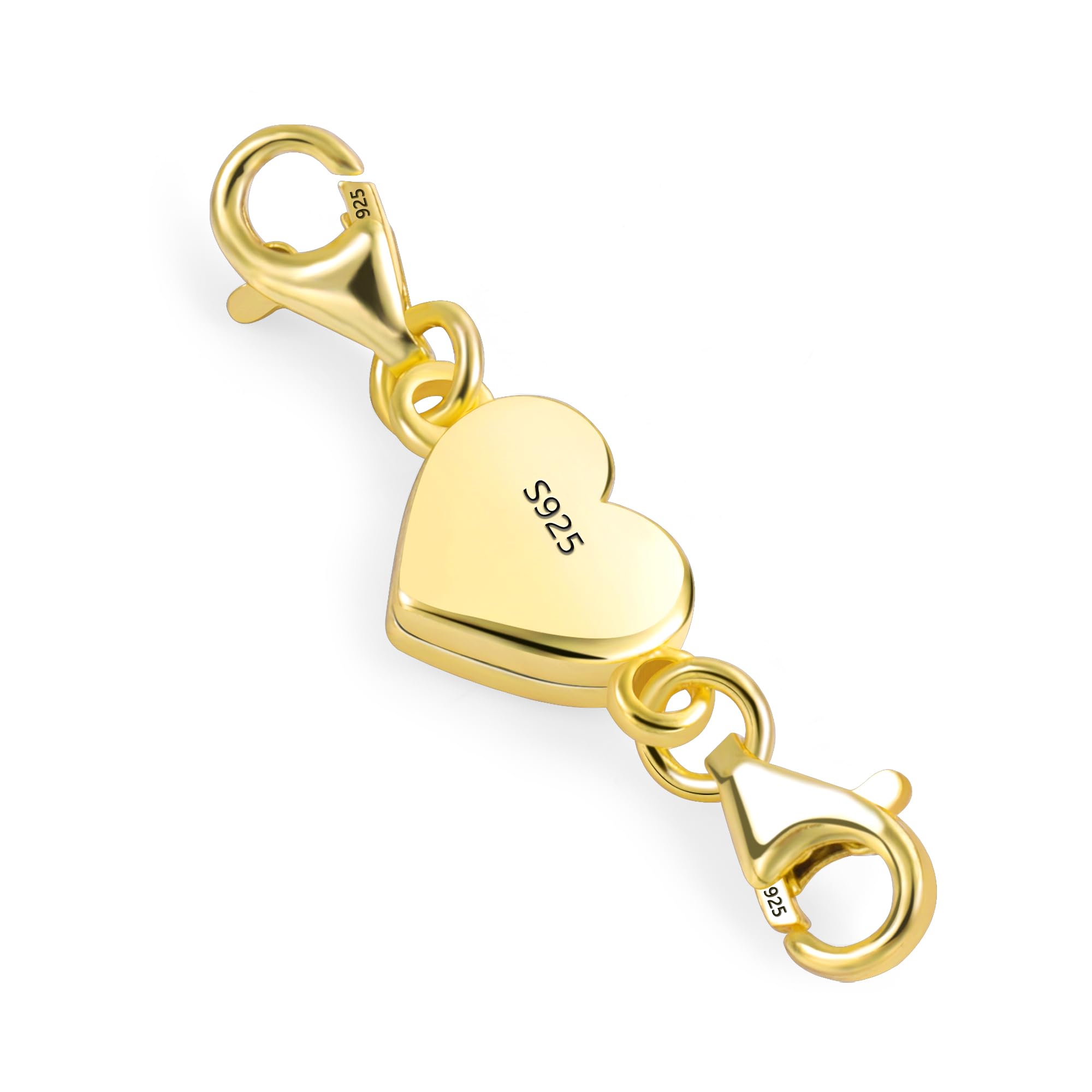 14K Gold Heart Magnetic Necklace Clasp - 925 Sterling Silver