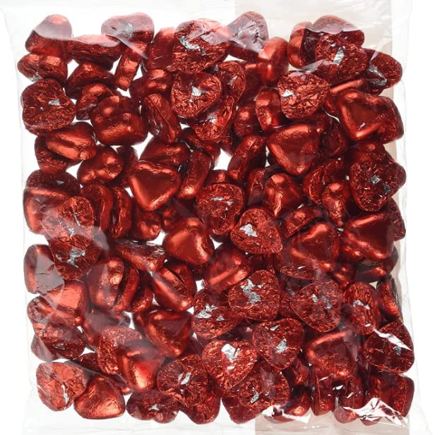 Jolof Store Milk Chocolate Hearts – 1kg Bulk Red Foil Wrapped Sweets