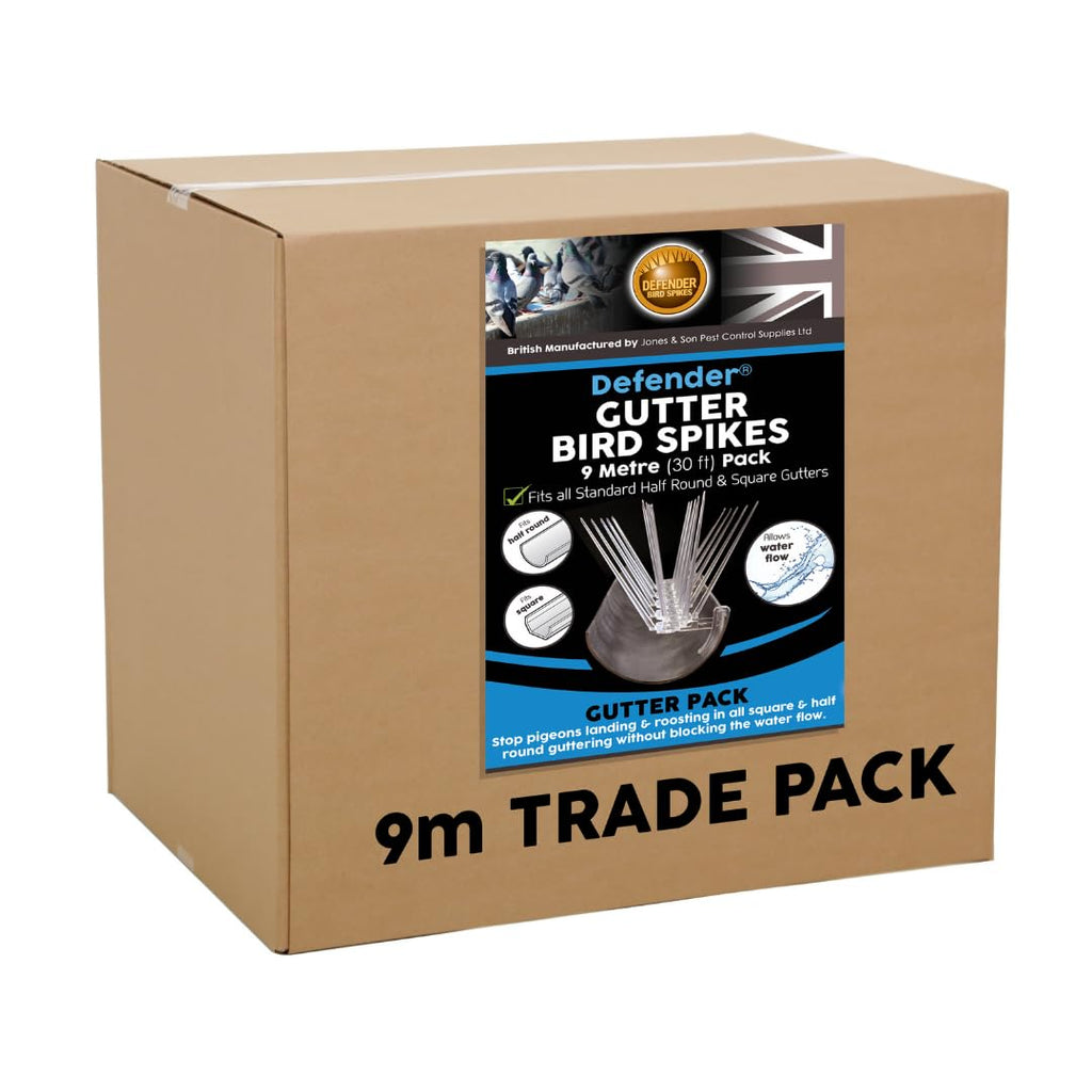 Defender Gutter Bird Spikes - 9m Pack for Pigeons & Seagulls - Jolof Store