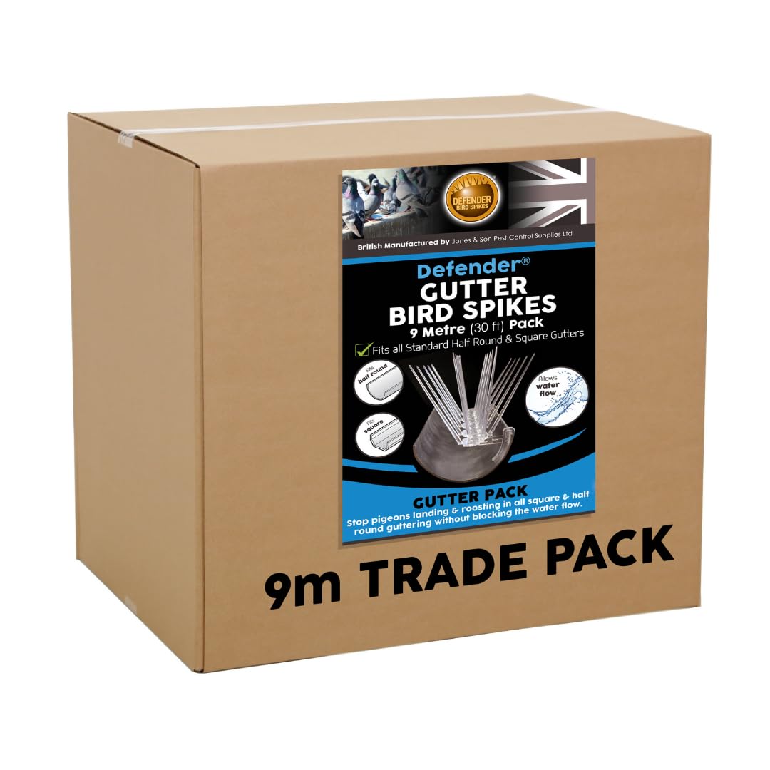 Defender Gutter Bird Spikes - 9m Pack for Pigeons & Seagulls - Jolof Store