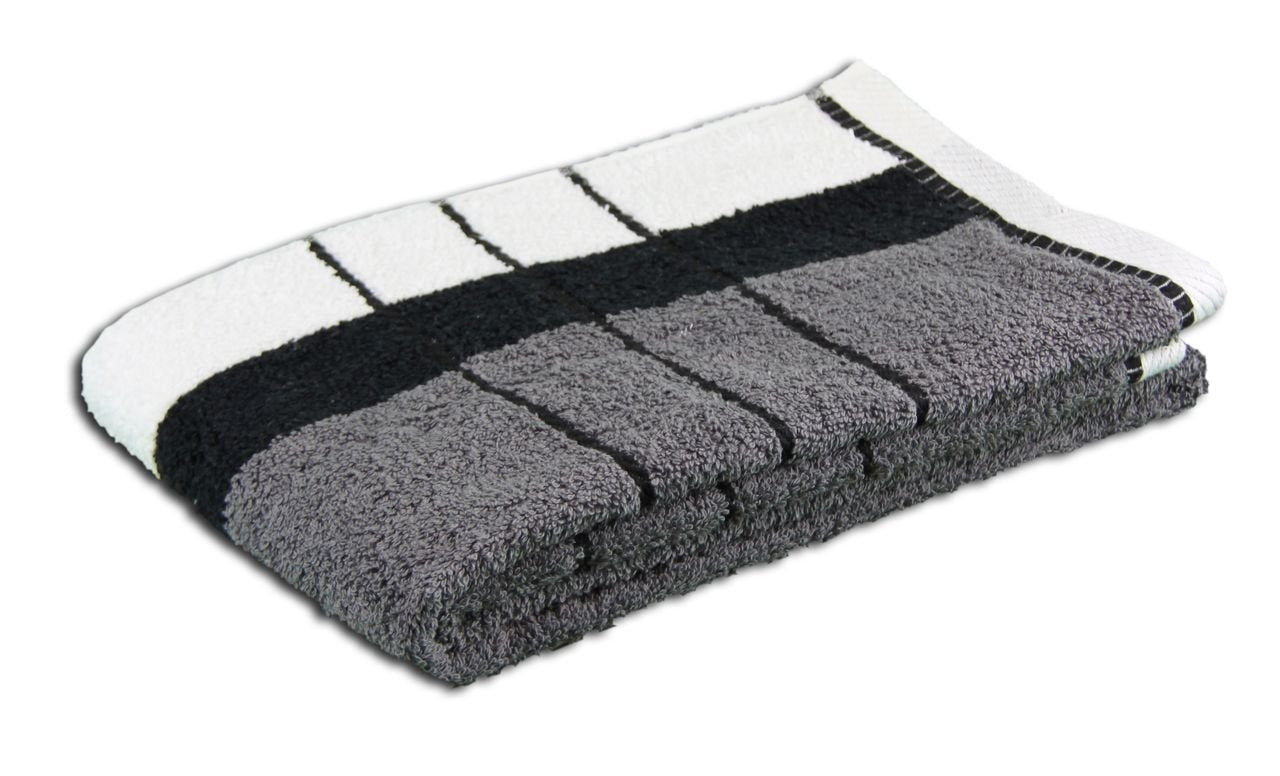 Gözze Berlin Striped Bath Towel – 100% Combed Cotton – Anthracite/Black