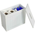 Slimline Wooden Bathroom Storage Cabinet - White MDF Unit