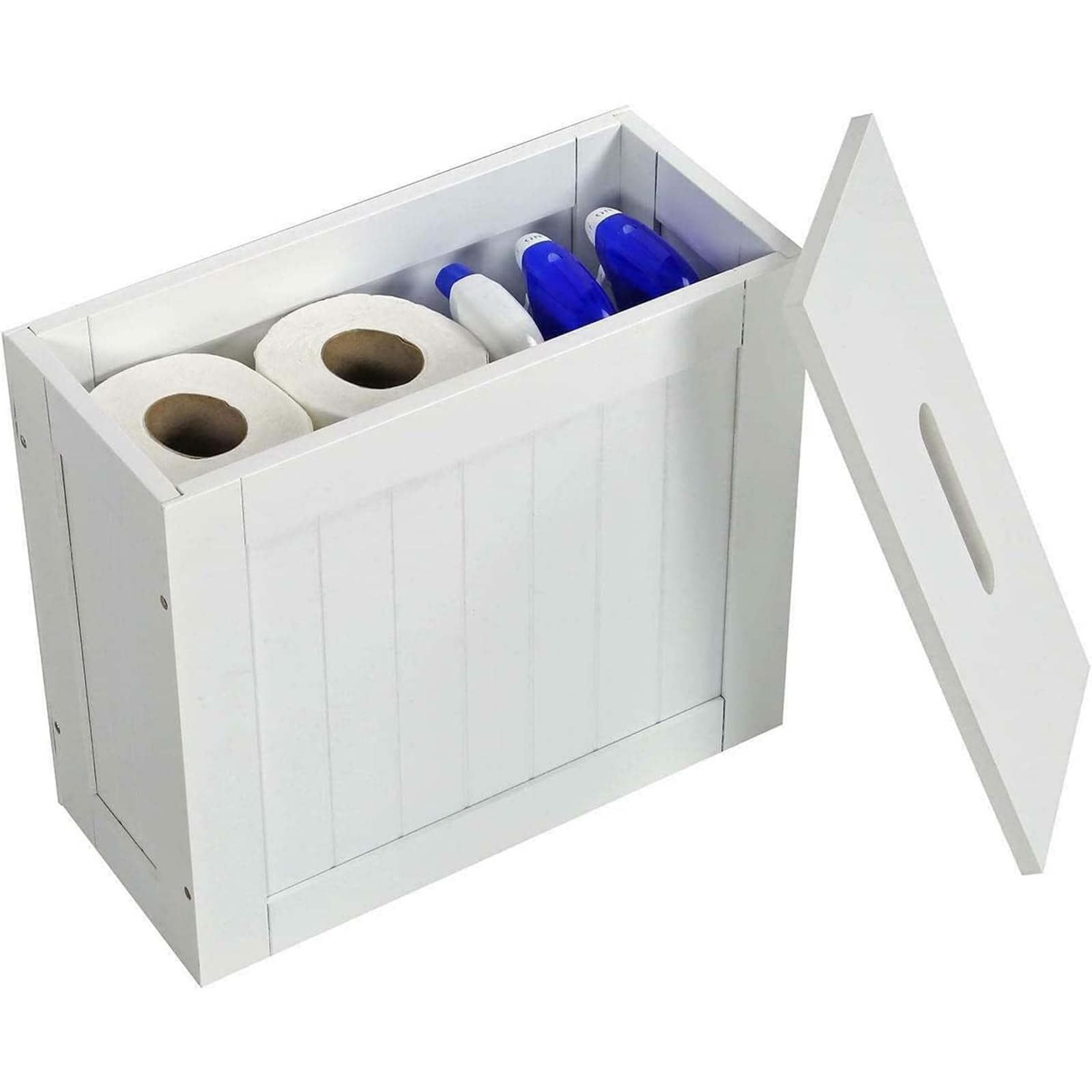 Slimline Wooden Bathroom Storage Cabinet - White MDF Unit