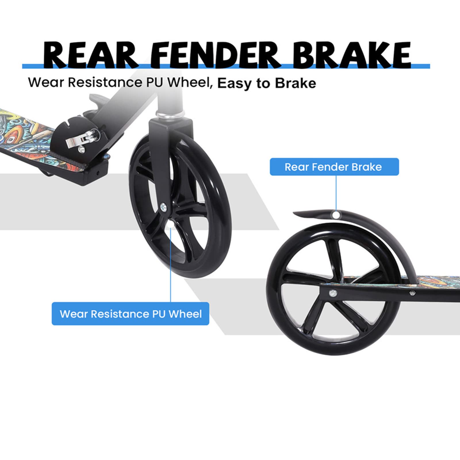 EVOLAND Foldable Kick Scooter – Adjustable 2-Wheel Aluminum Scooter for Teens