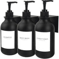 Ezebesta 3-Pack Black 500ml Soap Dispenser Set with Wall-Mount Racks