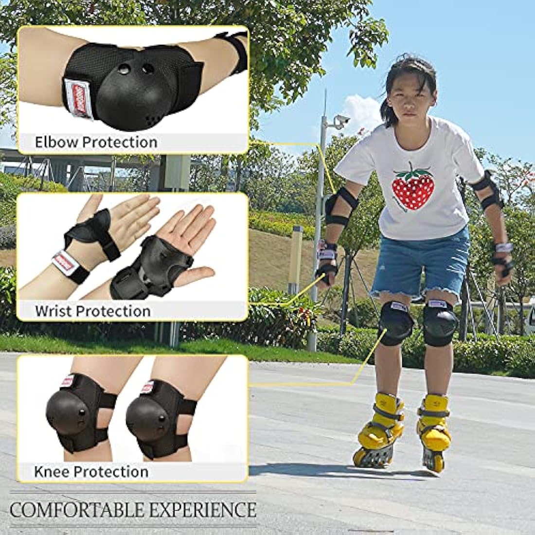 Jolof Store Kids Protective Gear Set – Knee Elbow Wrist Pads for 3-15