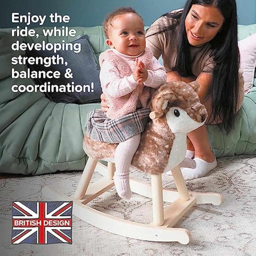 Little Bird Told Me Willow Deer Rocking Toy | Plush & Wood Rocker