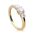 Gecko Jewellery Zirconia Trilogy Ring | Silver & Yellow Gold Plated