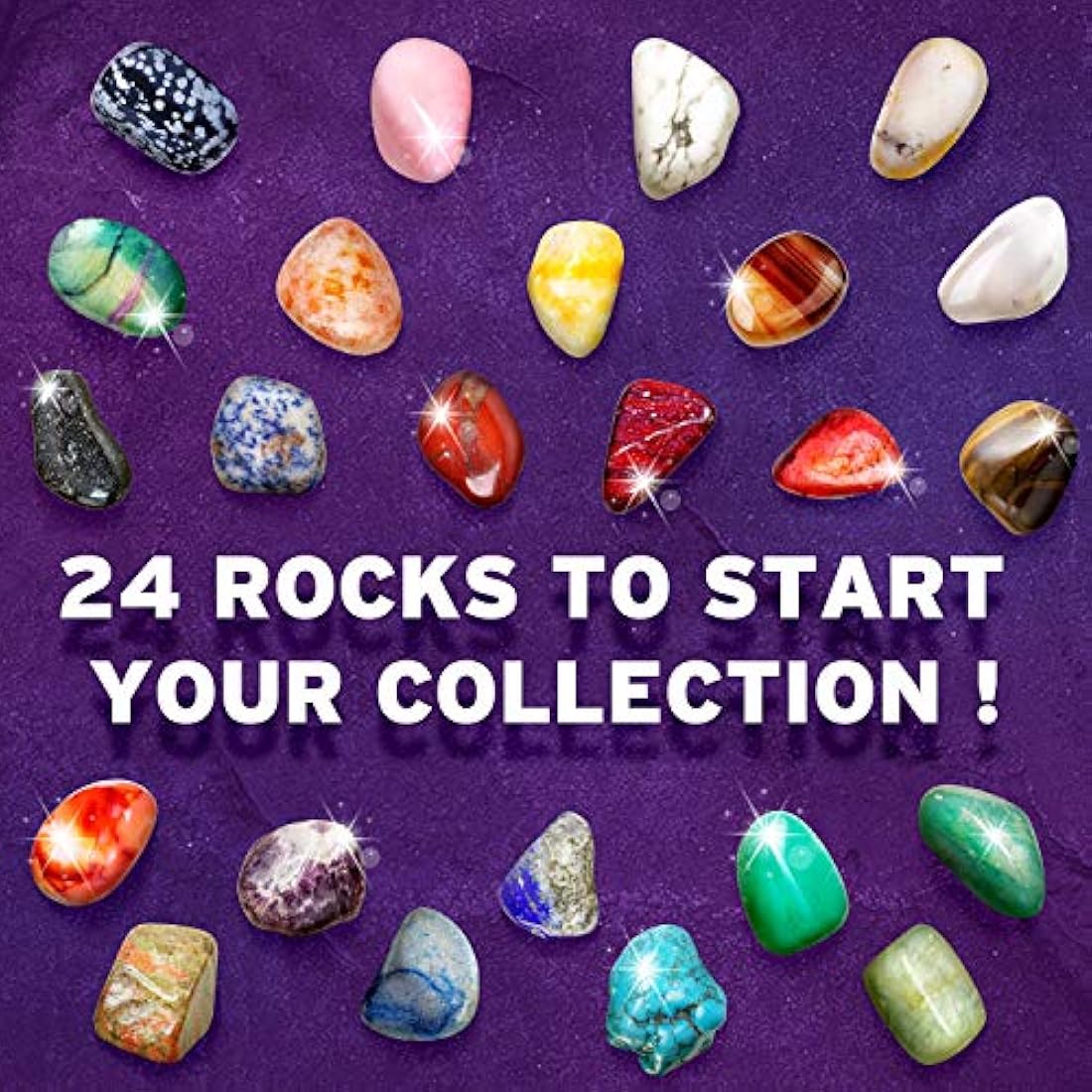 Dr. Daz 24-Piece Gemstone Collection & Rock Mineral Kit for Kids