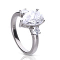 Diamonfire Teardrop Trilogy Ring – Exquisite Silver Glamour Design