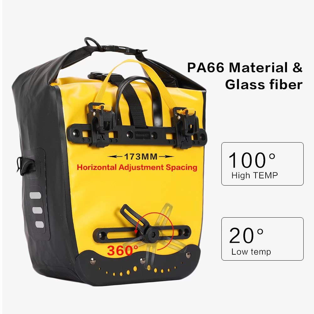 Rhinowalk Waterproof Bicycle Pannier Bag – 500D PVC Rear Seat Bag, Yellow