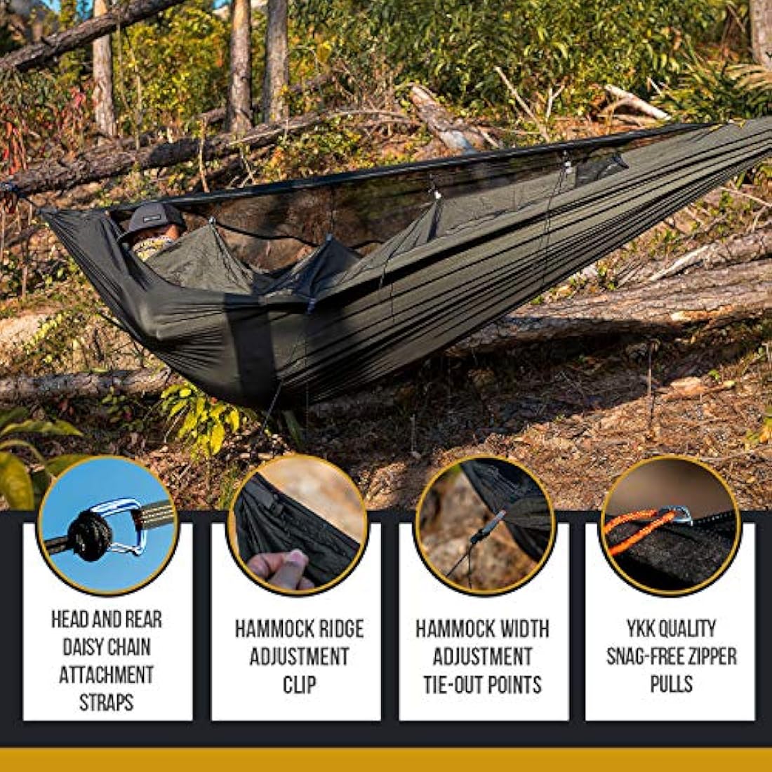 OneTigris KOMPOUND Camping Hammock with Mosquito Net & Cover – OD Green