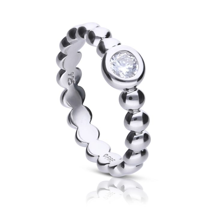 Diamonfire Ball Ring with Zirconia – Gecko Jewellery Retail Silver