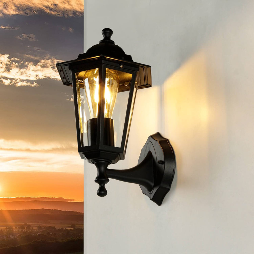 Paris Rustic Outdoor Wall Lantern – Black Aluminum IP44