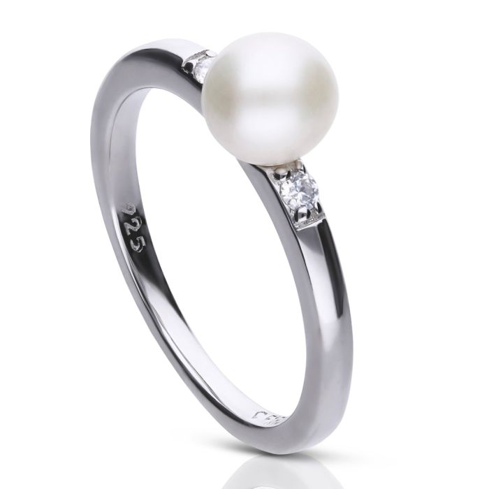 Shell Pearl Ring with Zirconia – Gecko Jewellery Retail Silver Band