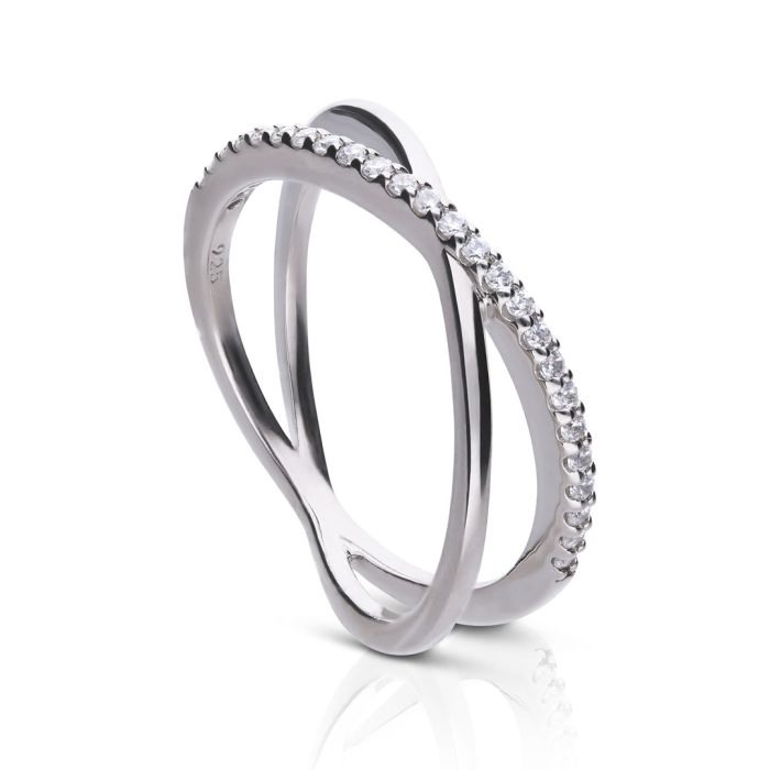 Diamonfire Pave Set Crossover Ring by Gecko Jewellery Retail