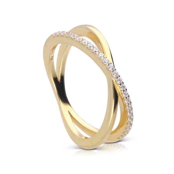 Diamonfire Pave Set Crossover Ring by Gecko Jewellery Retail