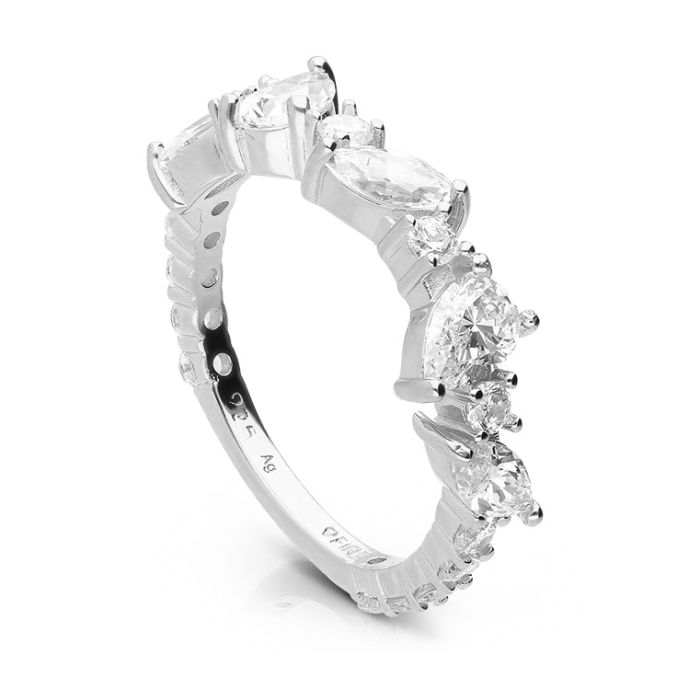 Gecko Jewellery Sterling Silver Scatter Ring with Diamonfire Zirconia