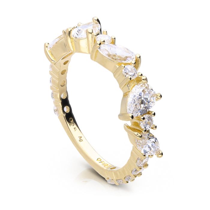 Gecko Jewellery Sterling Silver Scatter Ring with Diamonfire Zirconia