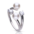 Gecko Jewellery Twin Ring | Sterling Silver Shell Pearl & Zirconia