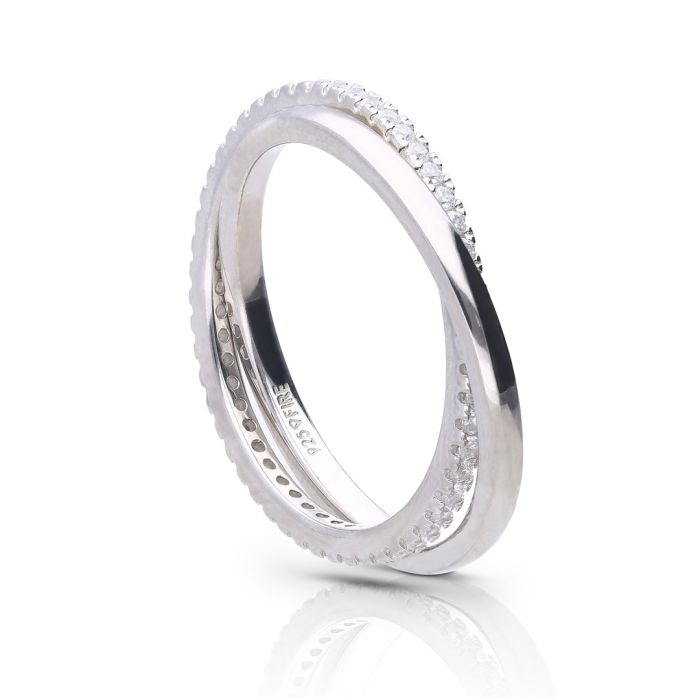 Diamonfire Interlinked Ring by Gecko Jewellery - Sterling Silver Band