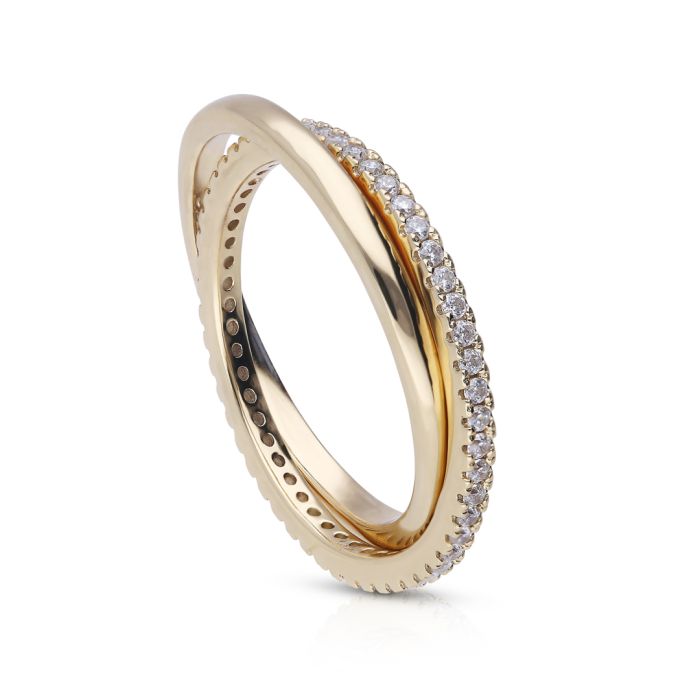 Diamonfire Interlinked Ring by Gecko Jewellery - Sterling Silver Band