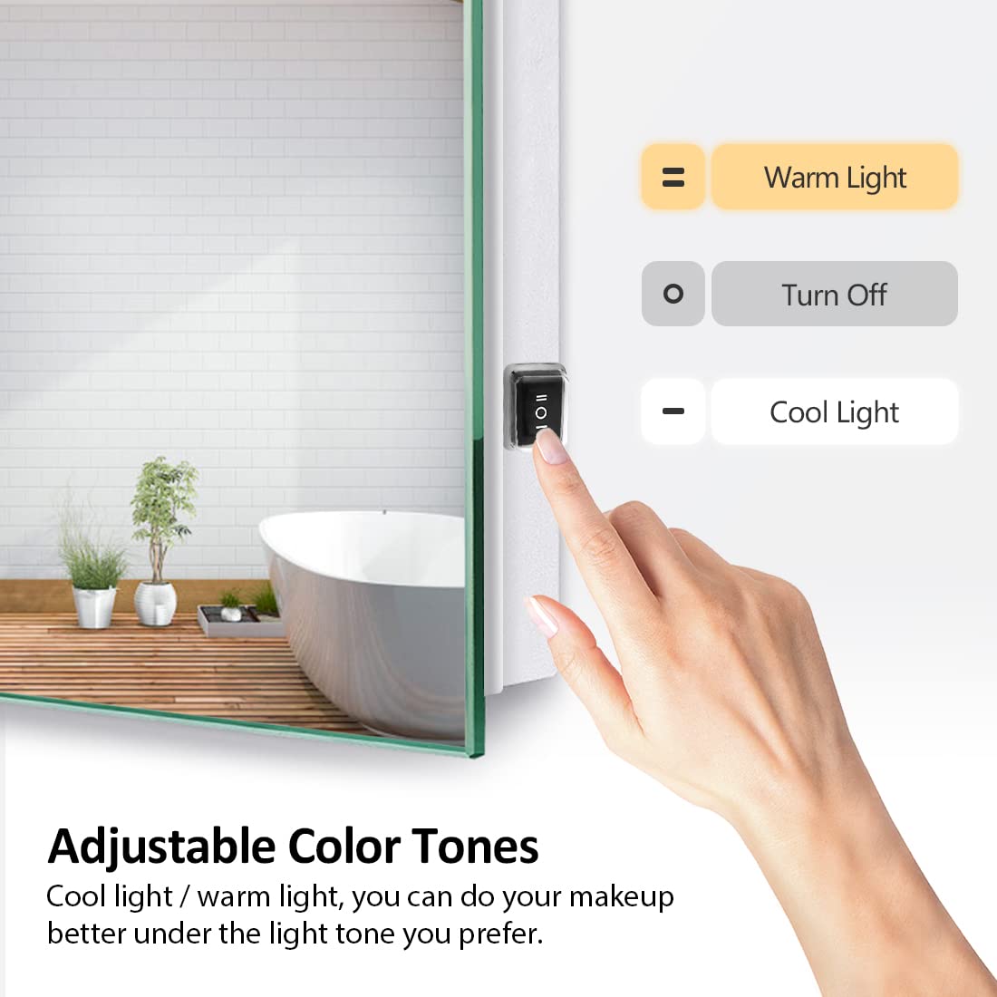 EMKE LED Bathroom Mirror 50x60cm | Wall Mounted Smart Mirror with Demister