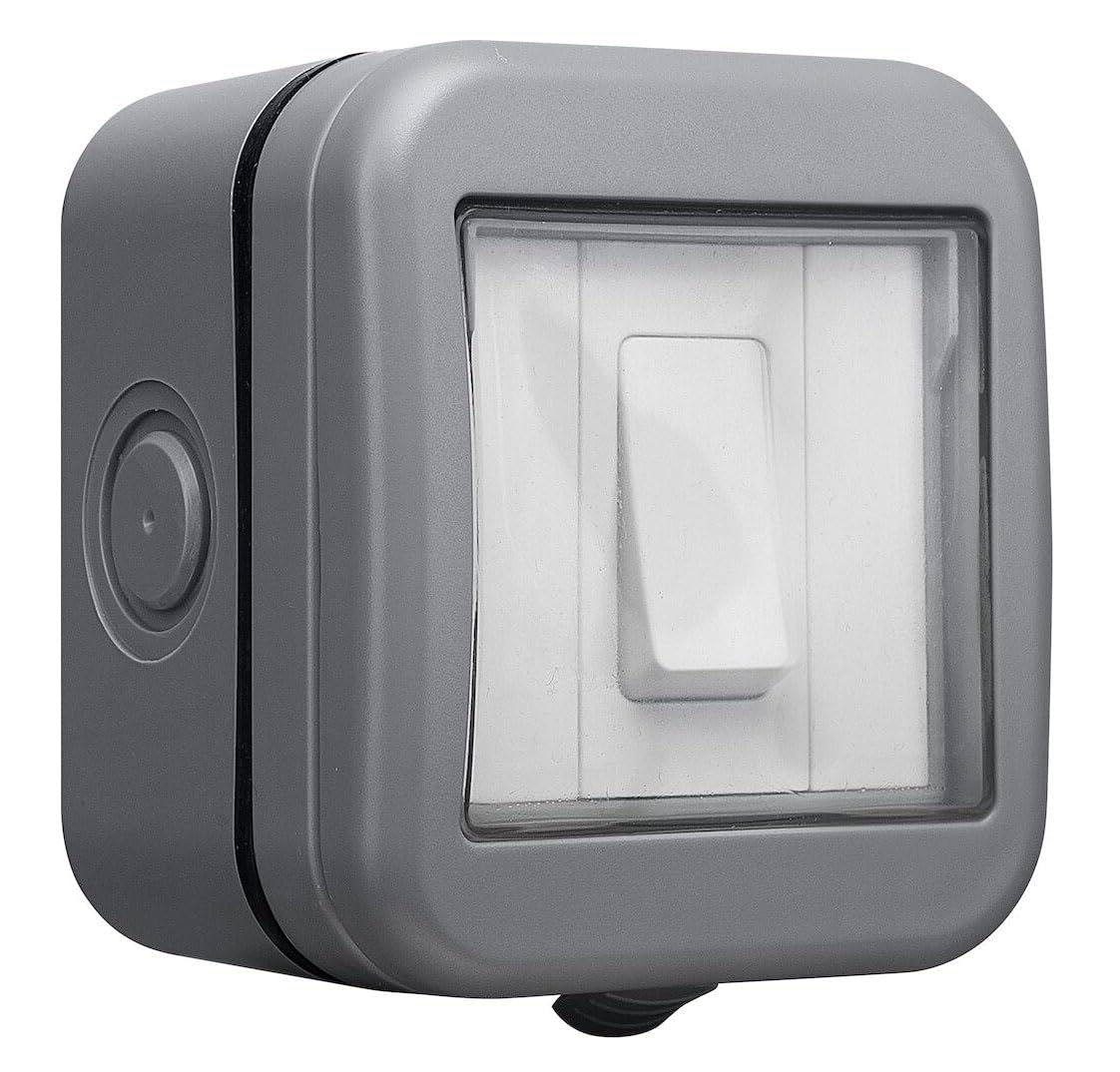 BG Electrical Outdoor Single Wall Switch | Weatherproof IP55 Grey 13A