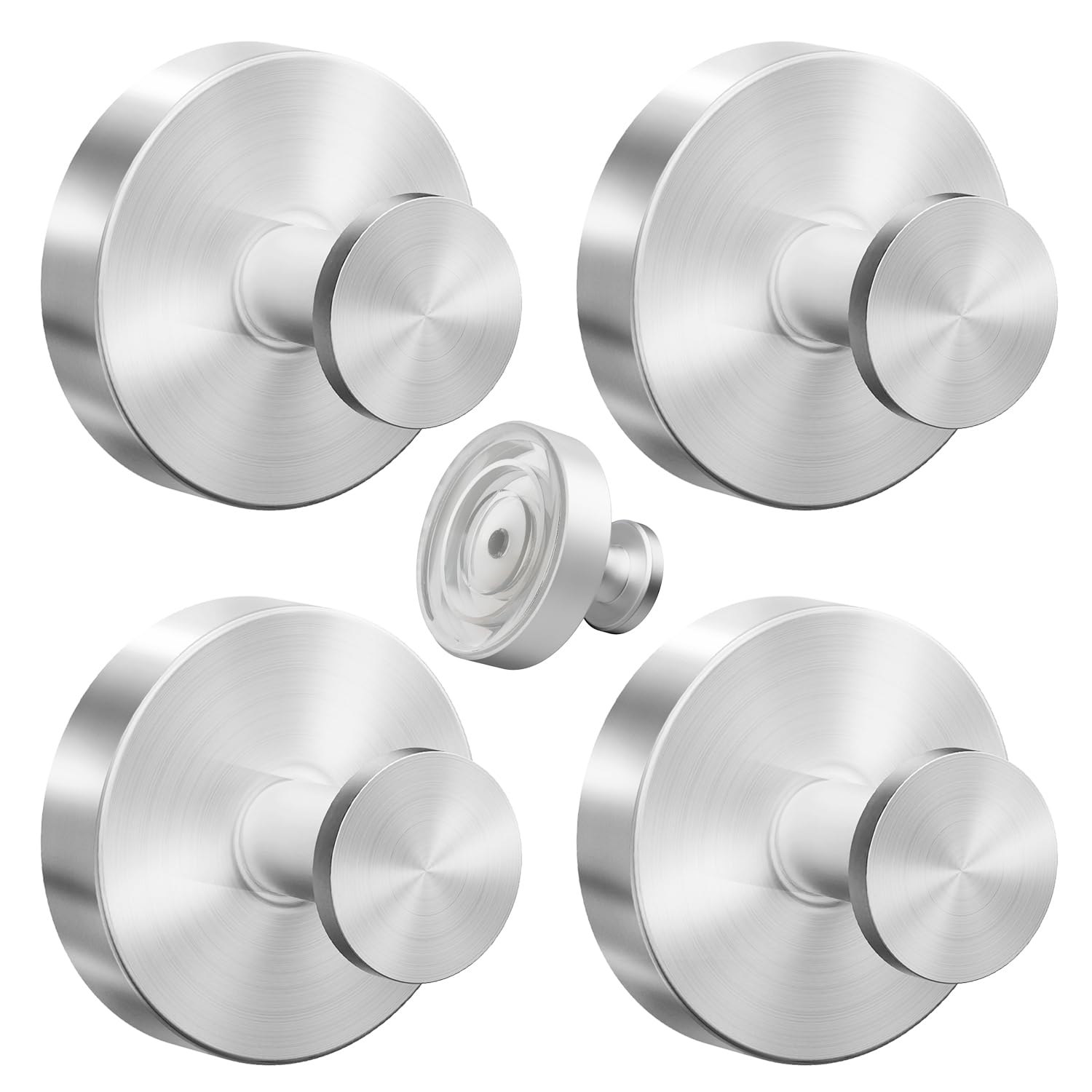 VEHHE Heavy Duty Metal Suction Cup Hooks – Silver Wall Hooks, 4 Pack