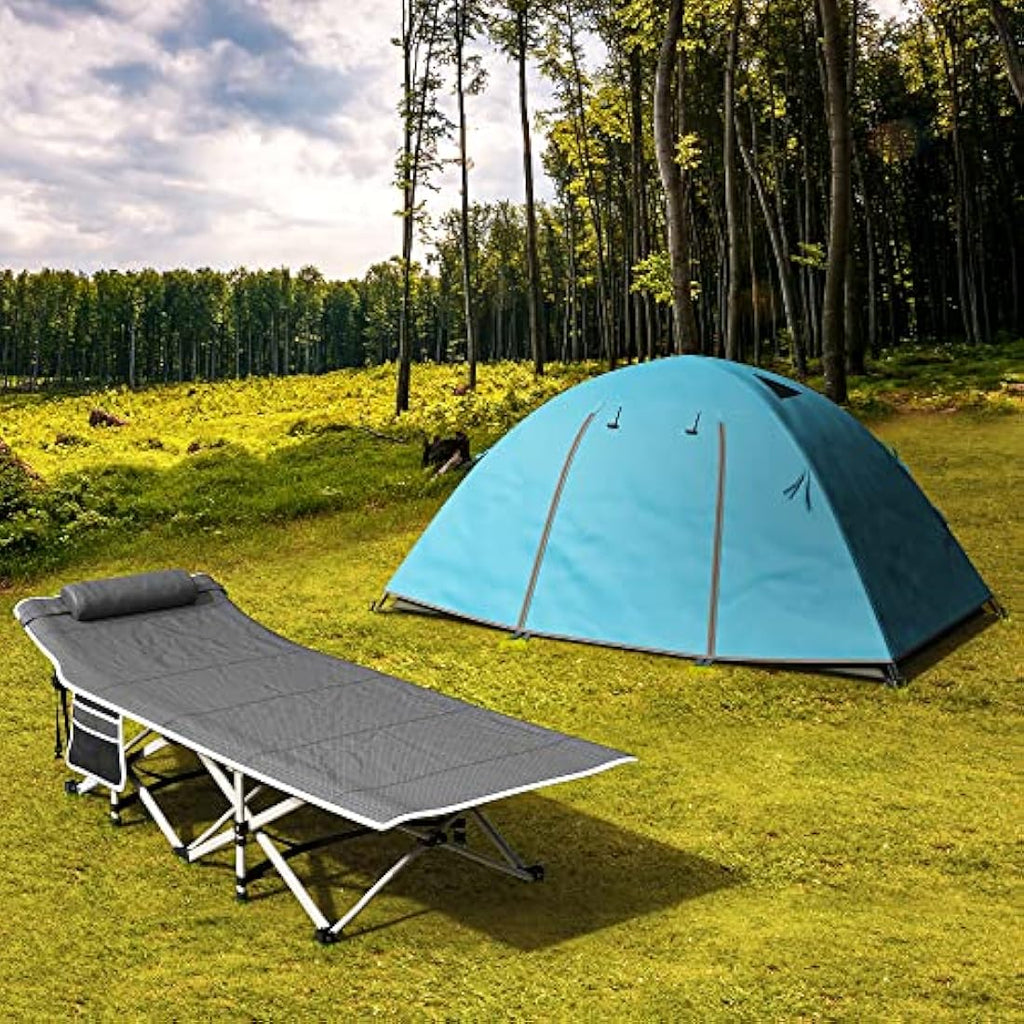 YITAHOME Folding Camping Cot – 28" Extra Wide Heavy Duty Bed, Grey