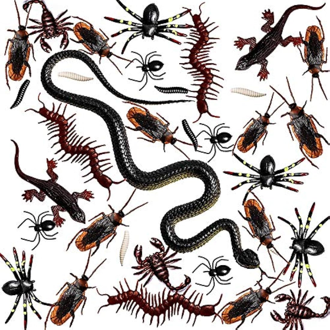 Whaline 84pc Realistic Halloween Plastic Bugs | Scary Insect Party Favors