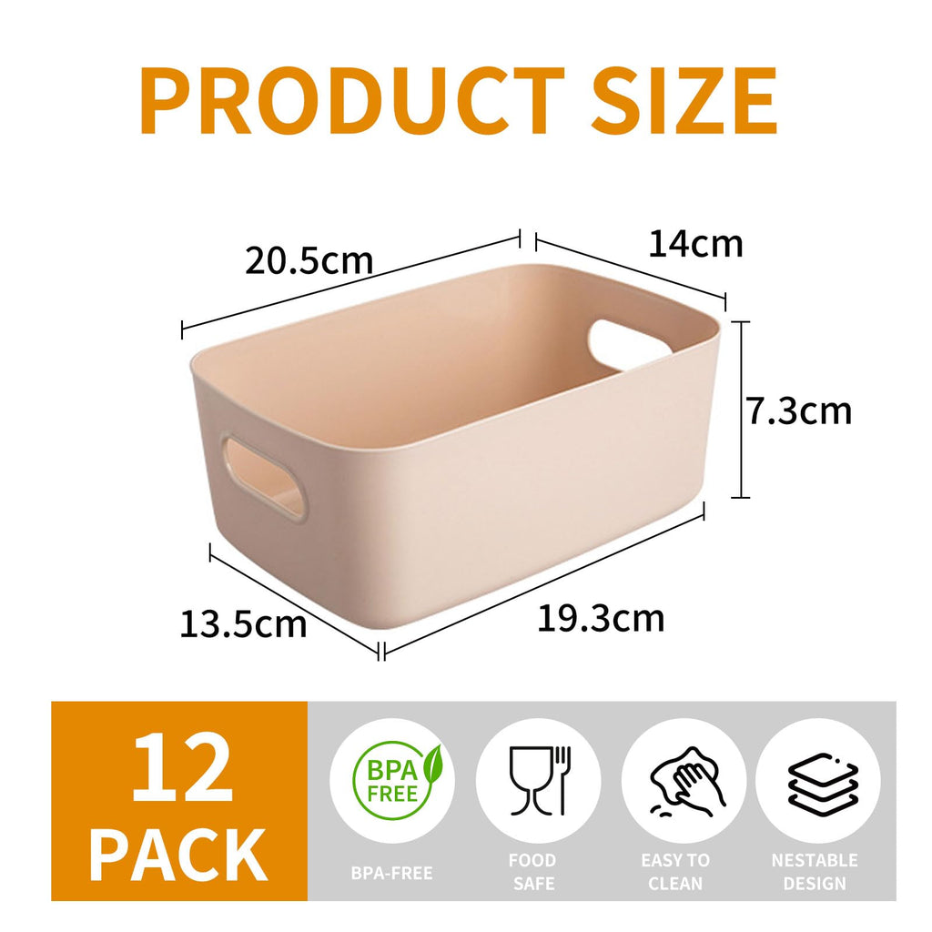 Yeqqzq 12 Pcs Plastic Storage Bins, Storage Basket with Handles, Toy Organizers and Storage Containers for Home Cupboard Kitchen Office Bathroom - image 2