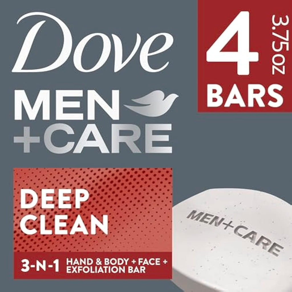 Dove Men+Care Deep Clean Body and Face Bar Soap - 4 Pack Moisturizing