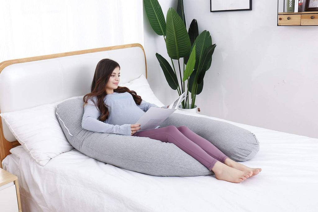 AS AWESLING U-Shaped Pregnancy Pillow - Full Body Maternity Support, Grey