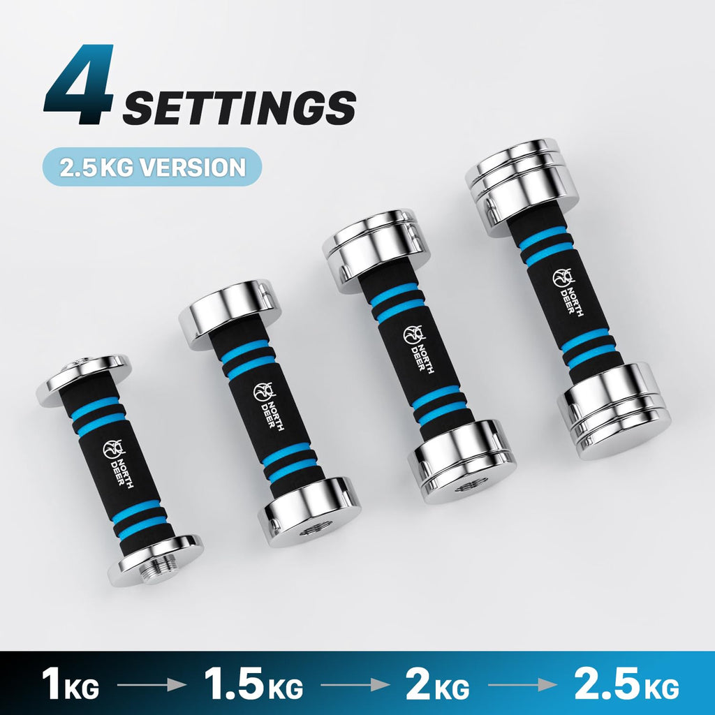 Jolof Store Adjustable Steel Dumbbells | 2.5kg Pair Compact Chrome Set
