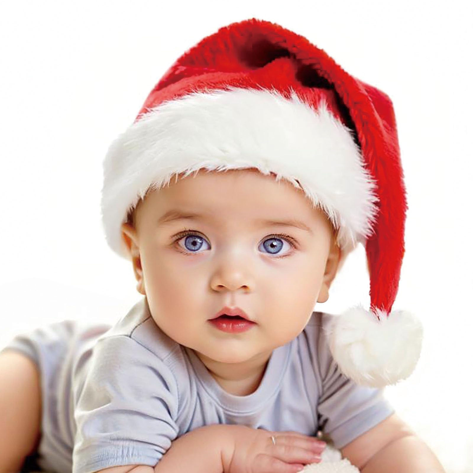 Haomaomao Baby Santa Hat – Red Double Thick Velvet Plush Christmas Hat