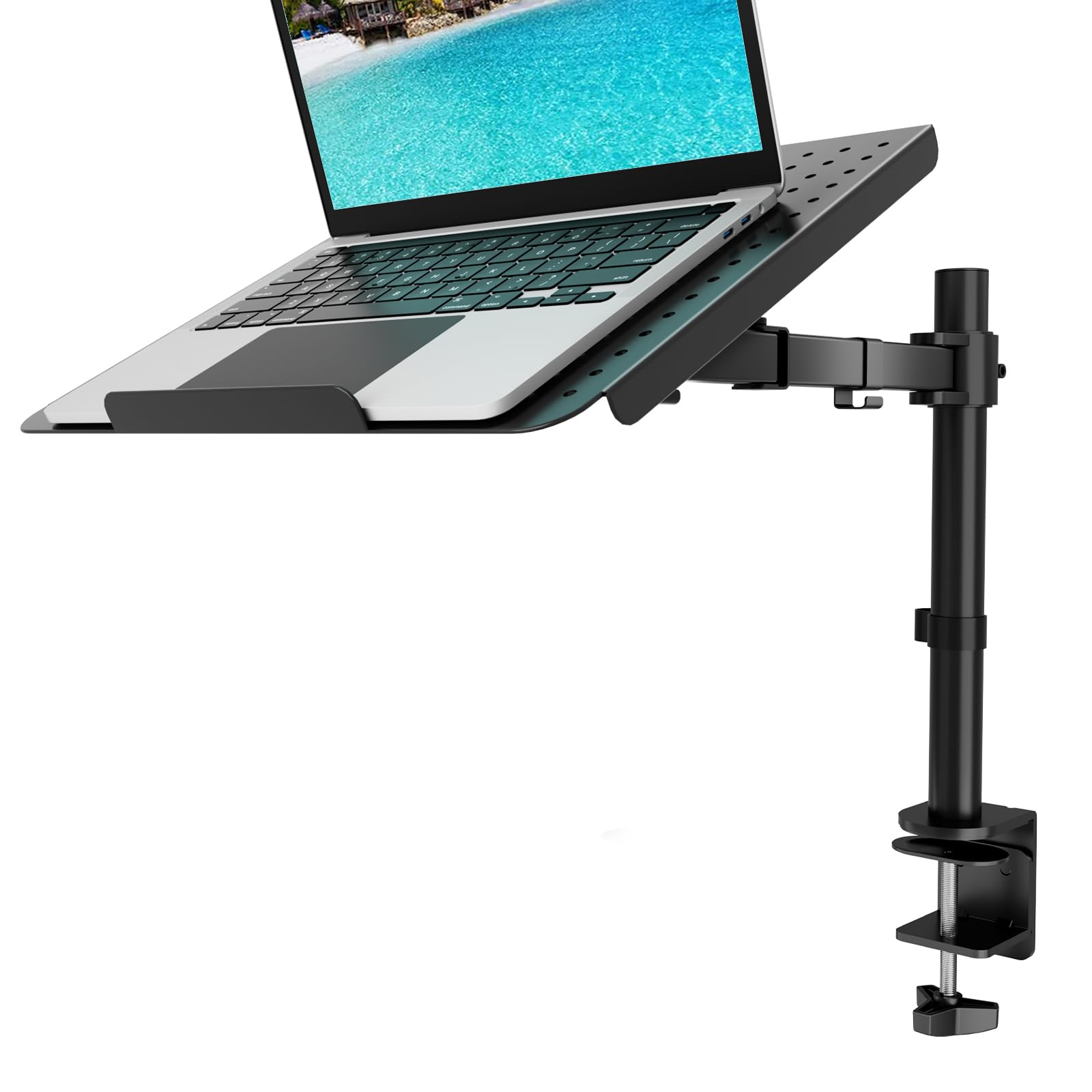 WALI Laptop Desk Mount | Vented Cooling Arm for Laptops up to 17 Inch