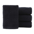 Pidada Hand Towels Set of 4 Striped Pattern 100% Cotton Absorbent Soft Decorative Towel for Bathroom Black