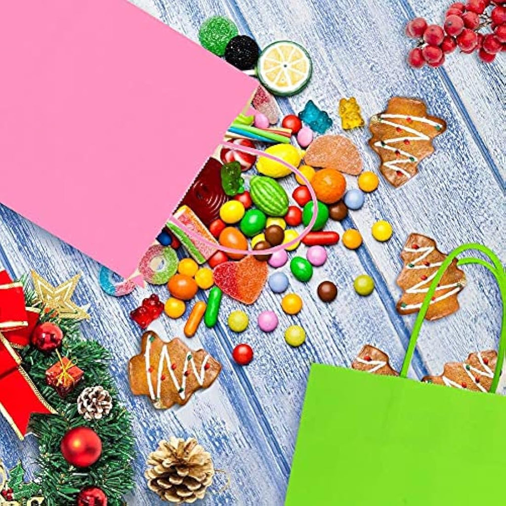 30 Pcs Kraft Paper Party Bags with Handles - 10 Colors