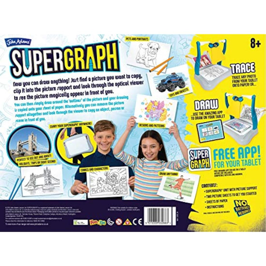 John Adams SuperGraph Drawing Station – Kids Arts & Crafts Tool, Red